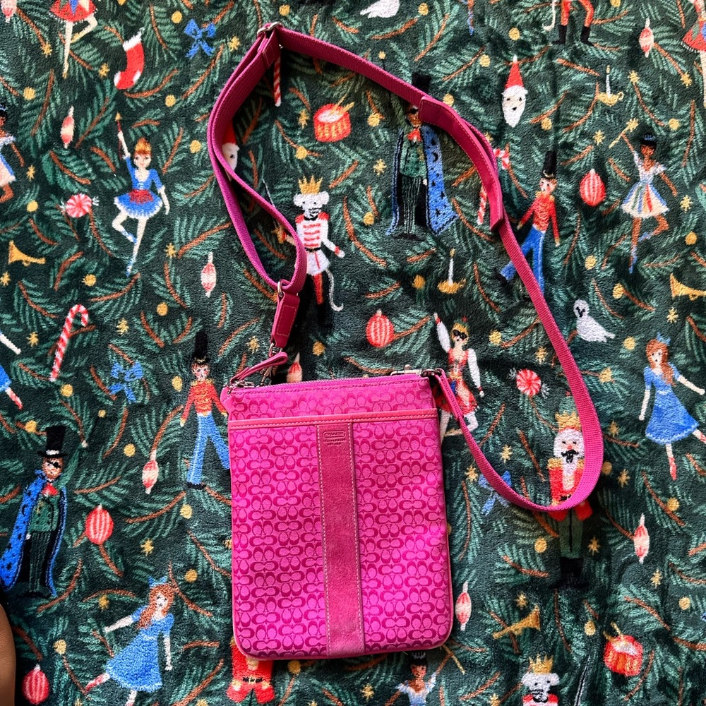 Vintage Pink Coach Mini Signature Monogram Crossbody